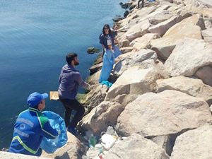 Bandırma'da doğaseverler sahil temizliği yaptı