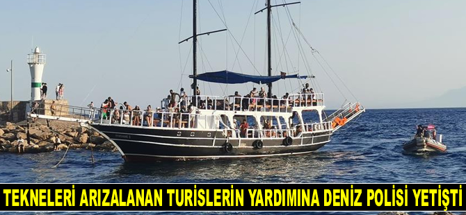 Antalya’da tekneleri arızalanan turistlerin yardımına deniz polisi yetişti