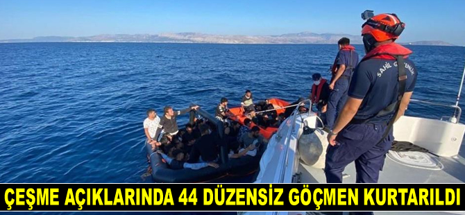 Çeşme açıklarında 44 göçmen kurtarıldı