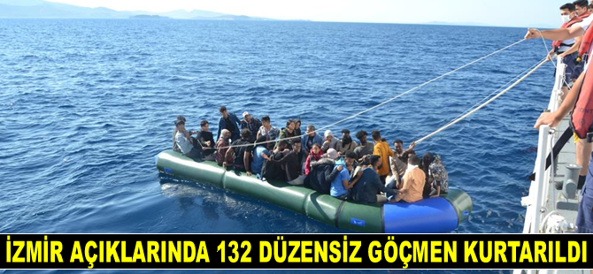 İzmir açıklarında 132 düzensiz göçmen kurtarıldı