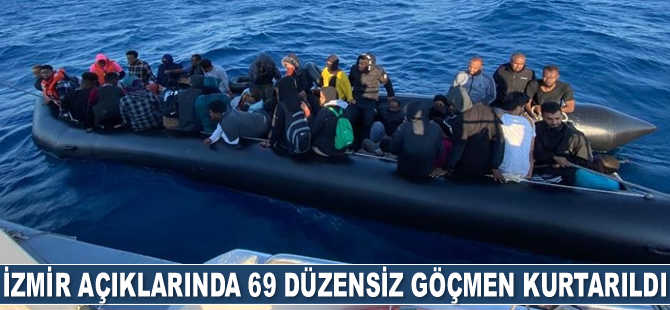 İzmir açıklarında 69 göçmen kurtarıldı