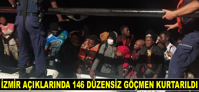 İzmir açıklarında 146 düzensiz göçmen kurtarıldı