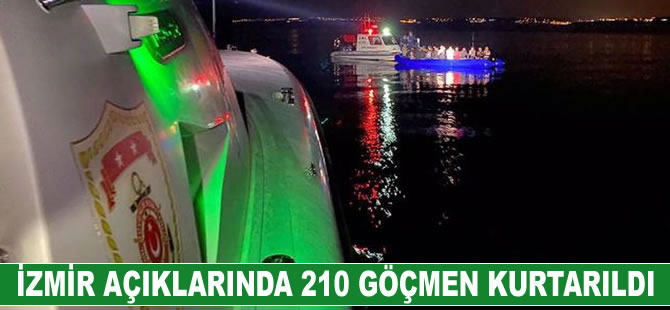 İzmir açıklarında geri itilen 210 düzensiz göçmen kurtarıldı