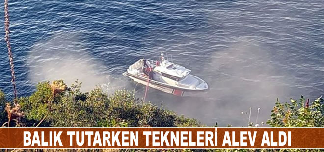 Balık tutmak istediler, alev alan tekneden yüzerek kurtuldular