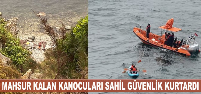 Şile'de mahsur kalan kanocuları Sahil Güvenlik ekipleri kurtardı