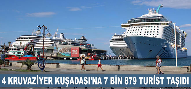 Kuşadası'na 4 kruvaziyerle 7 bin 879 turist geldi