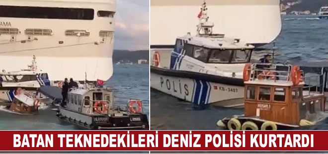 Beyoğlu'nda batan teknedekileri deniz polisi kurtardı