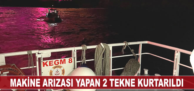 Makine arızası yapan 2 tekne KEGM tarafından kurtarıldı