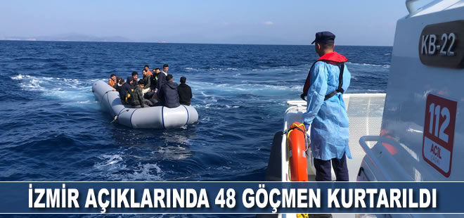 İzmir açıklarında 48 düzensiz göçmen kurtarıldı