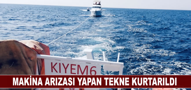 Bodrum açıklarında makina arızası yapan tekne kurtarıldı