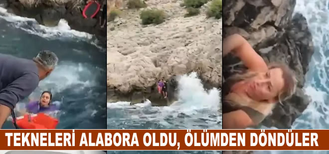 Antalya’da tekneleri alabora olan 4 arkadaş ölümden döndü