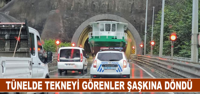 Tünel içindeki tekneyi görenler şaşkına döndü