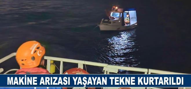 İçinde 3 kişi bulunan tekne makine arızası yaşadı