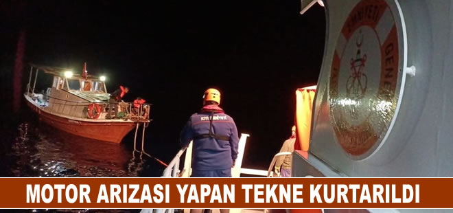 Fethiye'de motor arızası yapan tekne kurtarıldı