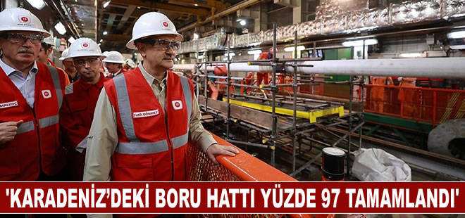 Bakan Dönmez: Karadeniz gazını karaya ulaştırmak için deniz altında yapılan boru hattı yüzde 97 tamamlandı