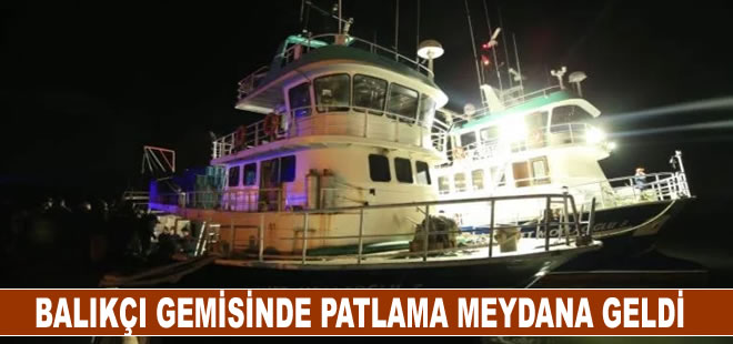 Karadeniz'de patlama nedeniyle hasar gören balıkçı gemisi limana getirildi