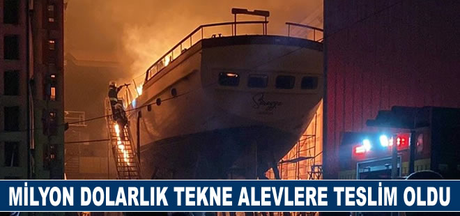 Milyon dolarlık tekne alevlere teslim oldu