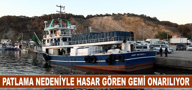 İğneada açıklarında patlama nedeniyle hasar gören balıkçı gemisi onarılıyor