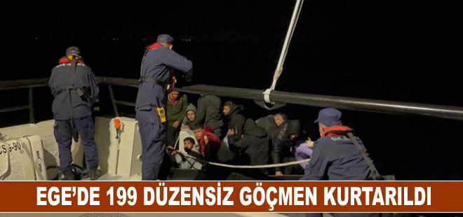 İzmir ve Aydın açıklarında 199 düzensiz göçmen kurtarıldı