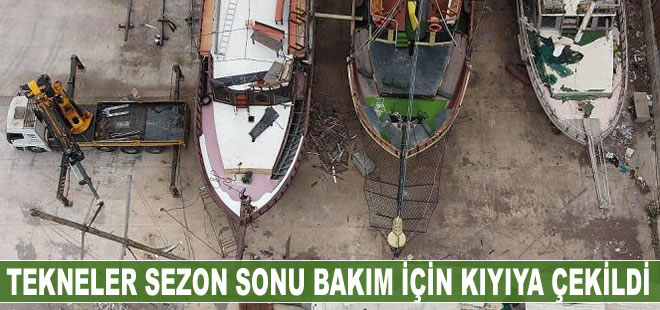 Tekneler sezon sonu bakım için kıyıya çekildi