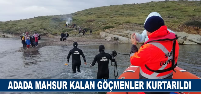 Adada mahsur kalan 28 düzensiz göçmen Sahil Güvenlik tarafından kurtarıldı