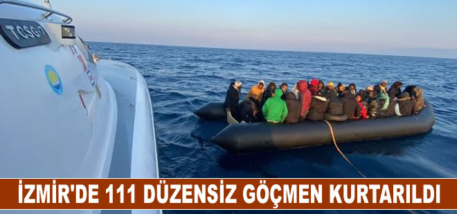 İzmir açıklarında 111 düzensiz göçmen kurtarıldı