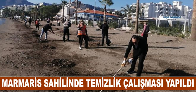 Marmaris sahilde temizlik çalışması yapıldı