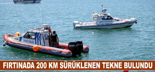 Fırtınada 200 kilometre sürüklenen tekneyi sahil güvenlik ekipleri buldu