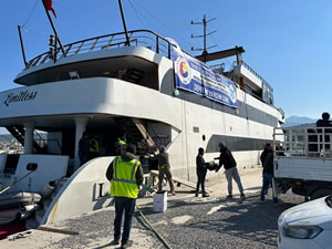 QTerminals Antalya'dan kalkan yardım gemisi İskenderun'a ulaştı