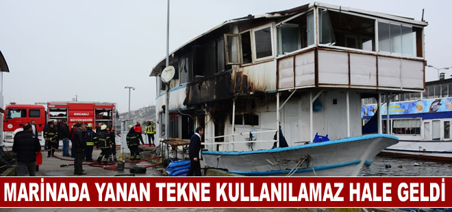 Marinada yanan tekne kullanılamaz hale geldi