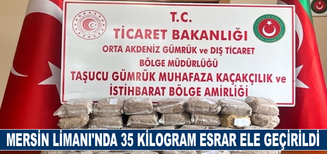 Mersin'de baharat paketlerine gizlenmiş 35 kilogram esrar ele geçirildi