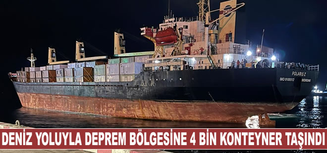 Deniz yoluyla deprem bölgesine 4 bin konteyner taşındı