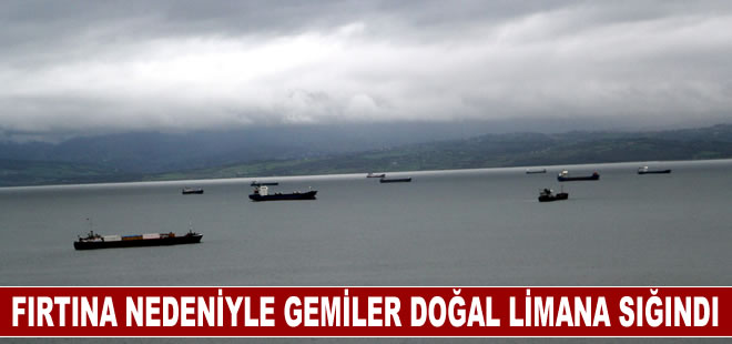 Sinop'ta fırtına nedeniyle yük gemileri doğal limana sığındı