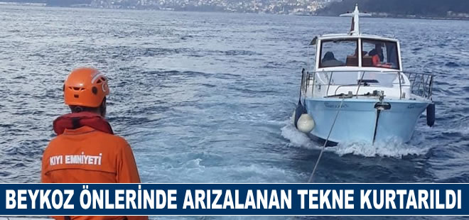 Beykoz önlerinde arızalanan tekne kurtarıldı