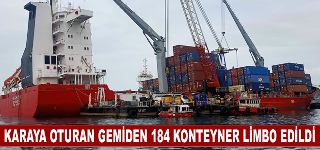 Karaya oturan 'Maren' gemisinden 184 konteyner limbo edildi