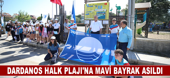 Çanakkale'deki Dardanos Halk Plajı'na "Mavi Bayrak" asıldı