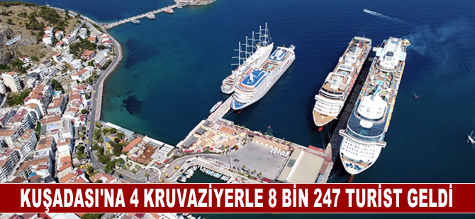 Kuşadası'na 4 kruvaziyerle 8 bin 247 turist geldi