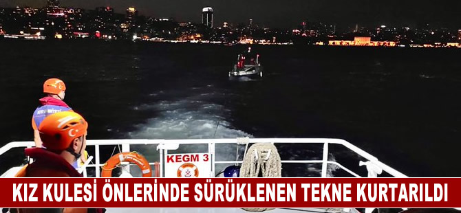 Kız Kulesi önlerinde sürüklenen tekne kurtarıldı