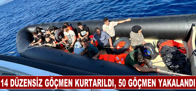 İzmir açıklarında geri itilen 14 düzensiz göçmen kurtarıldı, 50 göçmen yakalandı