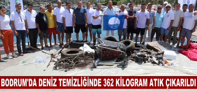 Bodrum'da deniz dibi temizliğinde 362 kilogram atık çıkarıldı