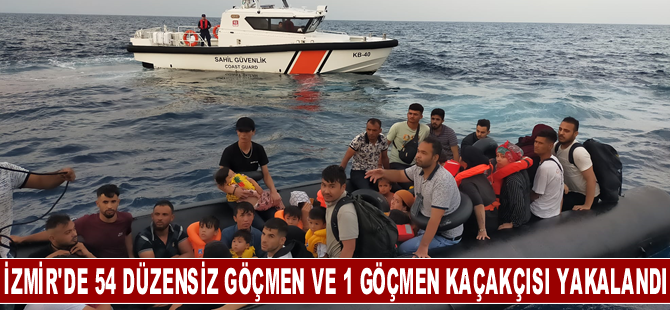 Dikili açıklarında 54 düzensiz göçmen ile 1 göçmen kaçakçısı yakalandı