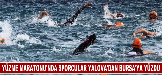 2. Mudanya Körfezi Açık Deniz Yüzme Maratonu'nda sporcular Yalova'dan Bursa'ya yüzdü