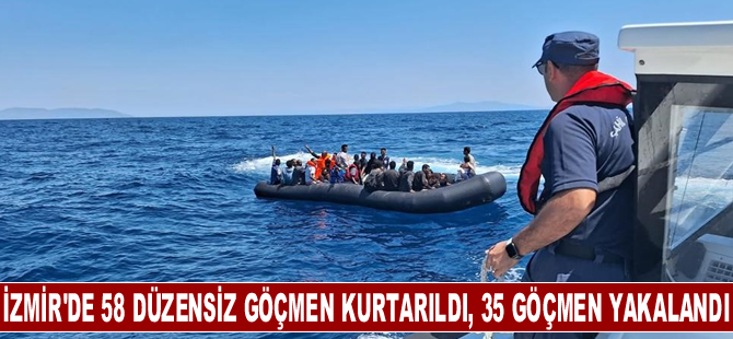 İzmir açıklarında geri itilen 58 düzensiz göçmen kurtarıldı, 35 göçmen yakalandı