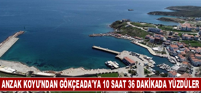 Anzak Koyu'ndan Gökçeada'ya 30 kilometrelik mesafeyi 10 saat 36 dakikada yüzdüler