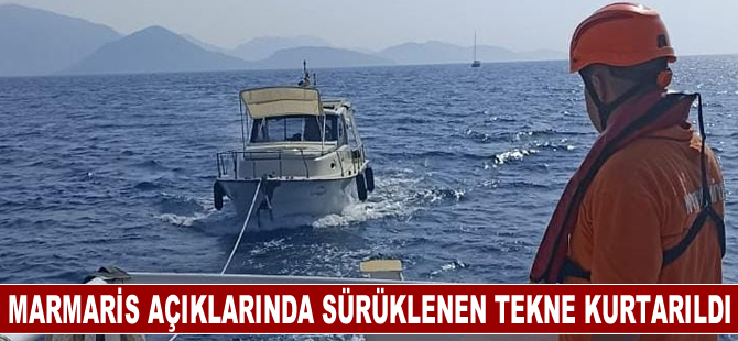 Marmaris açıklarında sürüklenen tekne kurtarıldı