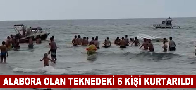 Alabora olan teknedeki 6 kişi kurtarıldı