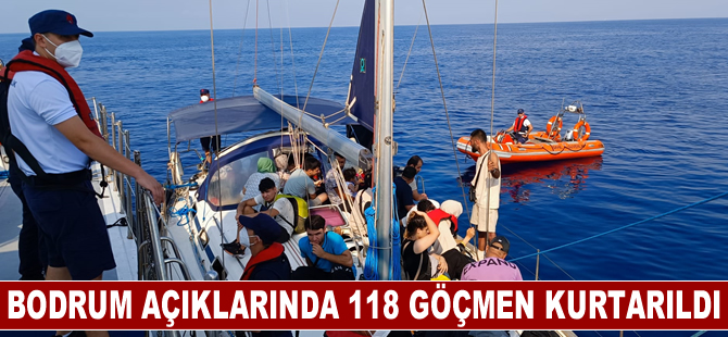 Bodrum açıklarında 118 düzensiz göçmen kurtarıldı, 18 düzensiz göçmen yakalandı