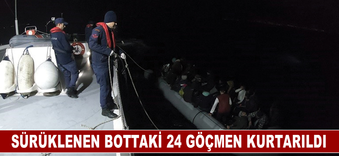 Aydın açıklarında sürüklenen bottaki 24 düzensiz göçmen kurtarıldı