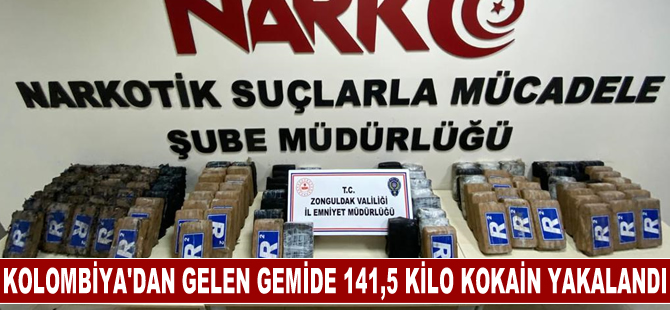 Kolombiya'dan gelen gemide 141,5 kilo kokain ele geçirildi