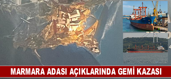 Marmara Adası açıklarında kuru yük gemileri çarpıştı